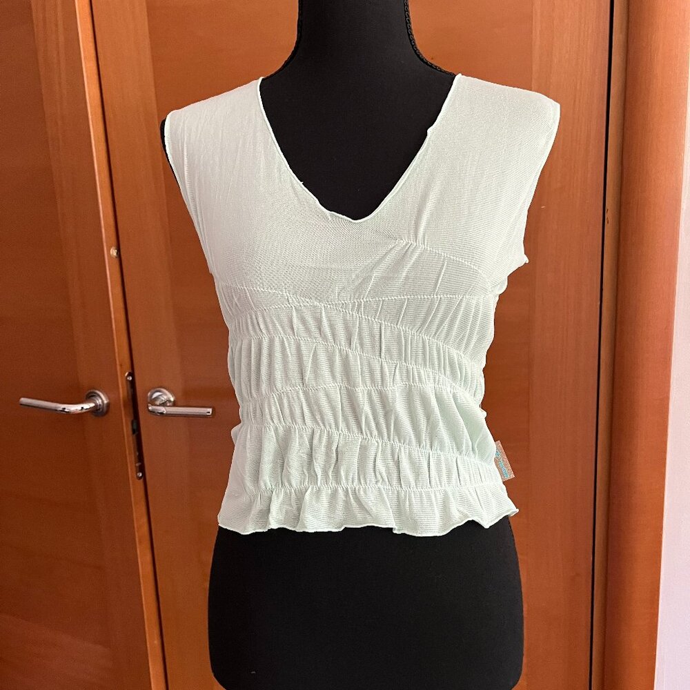 DKNY Jeans Mesh Ruched Cropped Tank Top, Size S